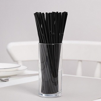 Набор одноразовых трубочек для коктейля Доляна, 0,5×21 см, 100 шт, с гофрой, цвет чёрный