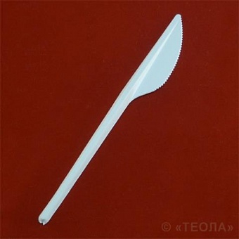 Нож столовый пластик белый 160 мм Стандарт Пласт-Сервис (100/200) (*4000)