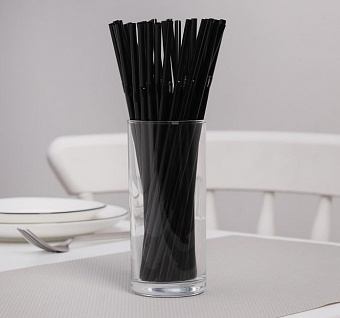 Набор одноразовых трубочек для коктейля Доляна, 0,5×21 см, 250 шт, с гофрой, цвет чёрный