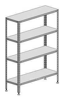 стеллаж с 4-я сплошными полками с-4-0,4/1,5/1,8 (нержавейка)