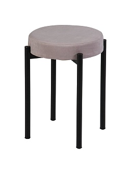 табурет 405х405х510 мм, пыльно-розовый/черный, сиденье круглое, велюр, на болтах, модуль, синди