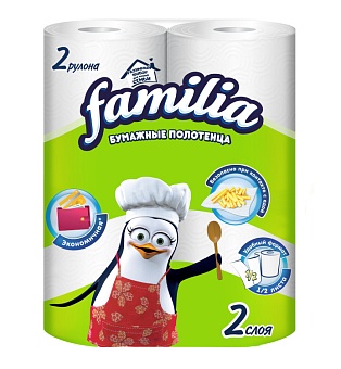 Полотенца бумажные в рулонах 2сл Familia Classic  2рул/упак белое (5070609) (*16)