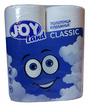 Полотенца бумажные в рулонах 2-сл "JOY" бел. (2шт/уп) (х12)