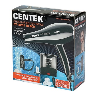 Фен Centek CT-2251, 2200 Вт, 2 температурных режима, 3 температурных режима, черный 3815833