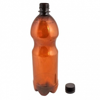 Бутылка ПЭТ 1 л с колпачком (Коричневая) (х70) В