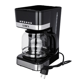кофеварка капельная с таймером leben, на 15 чашек, колба 1,8 л