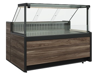 холодильная витрина carboma bavaria 3 gc111 sm 1,5‑1 (черный+темный дуб) с боковинами