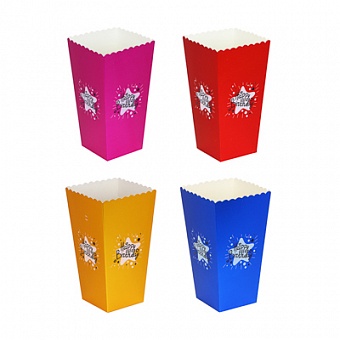 fntastic набор стаканов для попкорна 6 шт, картон, 14х10см, 4 цвета