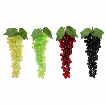 LADECOR Фрукт искусственный в виде винограда, пластик, 85 ягод, 4 цвета