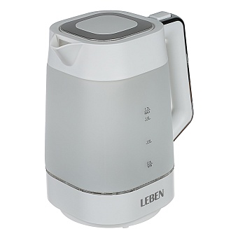 leben чайник электрический 1,7л матовое стекло, белый