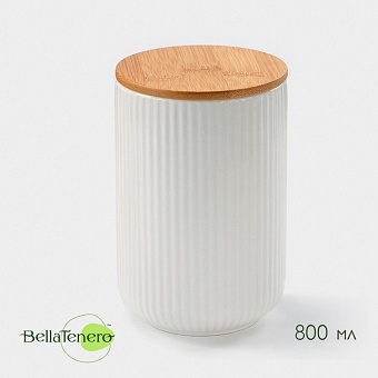 Банка для сыпучих продуктов BellaTenero, 800 мл, 10×15 см, фарфор, белая