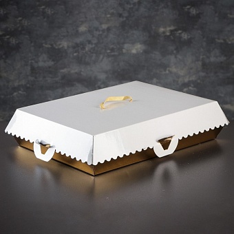 Упаковка для пирожных, BON BON, премиум, золотое основание, 42,5 x 32,5 x 10 см