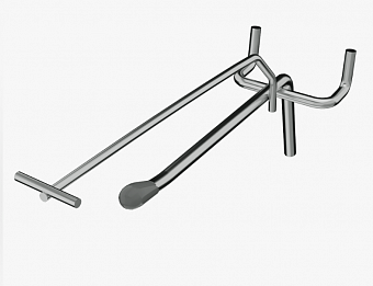 крючок одинарный с ценникодержателем (длина 400 мм, ⌀ 4,8 мм) хром 0415-50-400-48 