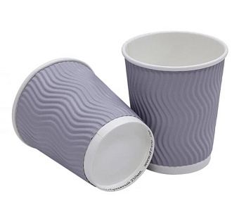 стакан одноразовый бумажн 3х сл. 250 мл волна серый гофрированный complement d=80 мм (50/500)