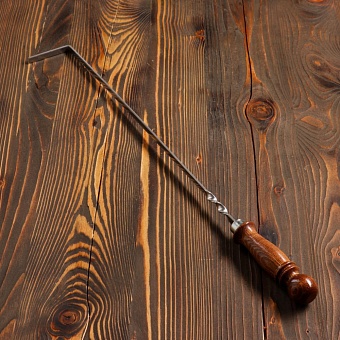 Кочерга узбекская с деревянной ручкой, матовая 40/1см, сталь 3мм 5164423