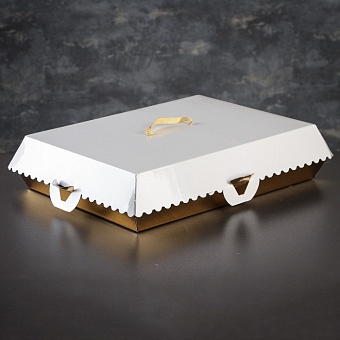 Упаковка для пирожных, BON BON, премиум, золотое основание, 38,5 x 28 x 10 см