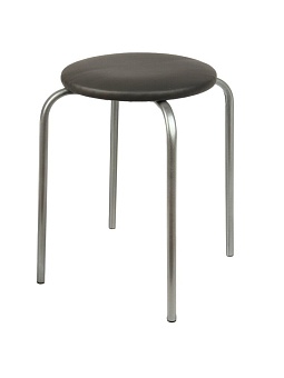 табурет 310х310х425 мм, темно-серый/серебро, сиденье круглое, на 4-х металлических опорах, оптима