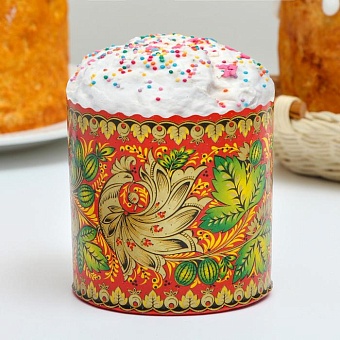 Форма бумажная для кекса, маффинов и кулича "Хохлома" 90 х 90 мм, МИКС