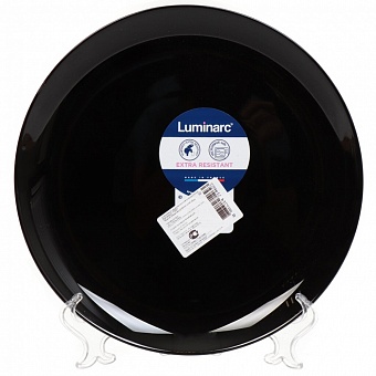 Тарелка обеденная, стекло, 25 см, круглая, Diwali Noir, Luminarc, P0867, черная