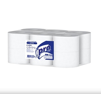 Туалетная бумага д/диспенсеров 1сл 200 м БЕЛАЯ PROtissue Lite белая (С231) (*12)
