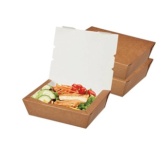 Контейнер бумажный (ланч-бокс) 1000 мл 190х150х50 мм, Lunch2Go крафт (80/320)