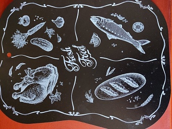 Доска разделочная пластик, 40х30 см, салфетка разделочная, черная, Фреш фуд