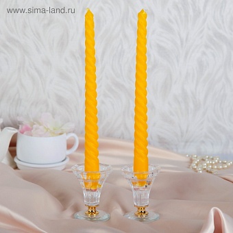 Набор свечей витых, 2,2х 25 см, 2 штуки, жёлтый, подвес 1264487