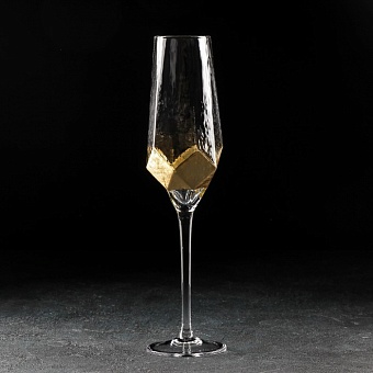 Бокал-флюте для шампанского Magistro Дарио 180мл золото (штучно), 5х27,5 см