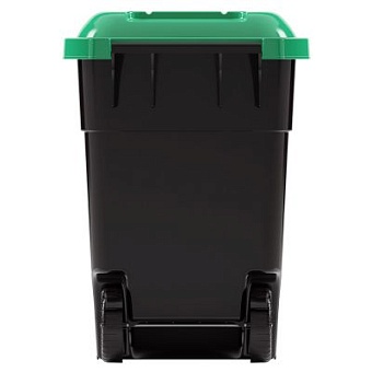 Бак для мусора пластик, 240 л, с крышкой, с колесами, 55.5х76х106 см, черно-зеленый, Альтернатива, М бак для мусора пластик, 240 л, с крышкой, с колесами, 55.5х76х106 см, черно-зеленый, альтернатива, м