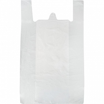 Пакет-майка ПНД 15 мкм белый (42+20х75 см, 100 штук в упаковке)