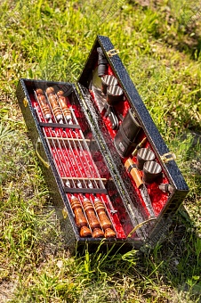 Набор шампуров «Гранд Пикник №6» в деревянной кожанной коробке