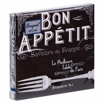 Салфетки бумажные праздничные Bouquet, de Luxe Bon Appetit, 25 шт, 3 слоя, 24х24 см, (1/15)