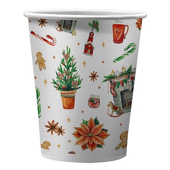 набор бумажных стаканов новогоднее настроение, 6 шт*250 мл