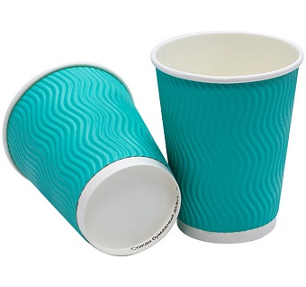 стакан одноразовый бумажн 2х сл. 300 мл тиффани волна гофрированный complement d=90 мм   (50*500)